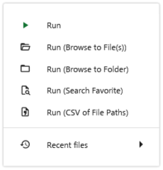 Action Run submenu in the light theme