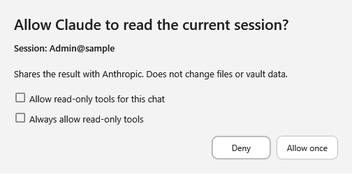 Read-only approval with sample session data