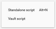 New menu with standalone and vault script choices