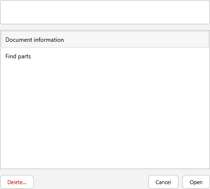 Vault script picker with Delete, Cancel and Open