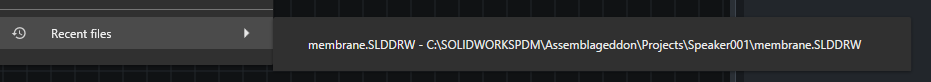 PDMShell Recent files run menu