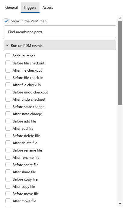 Expanded event choices in Script settings