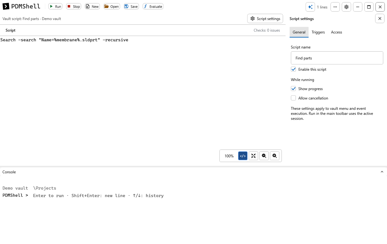 Code area expanded in the unified editor