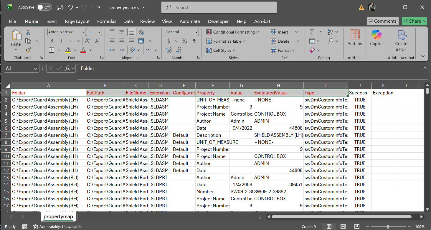 Example of property map file