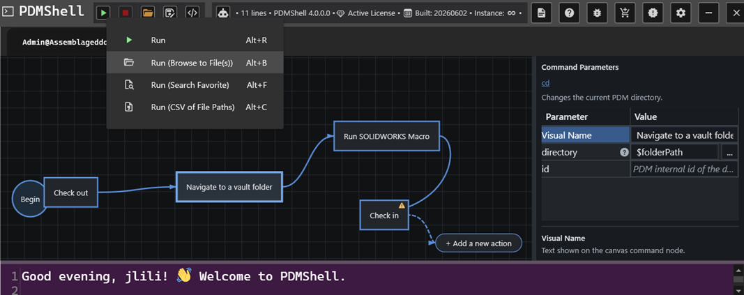 Multi-step visual workflow