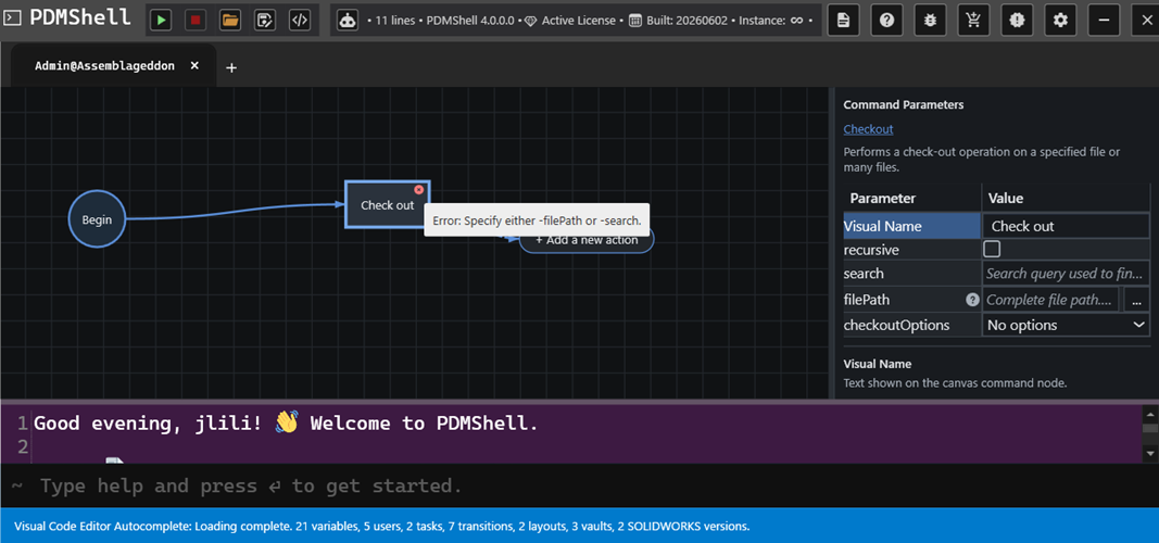Visual command validation